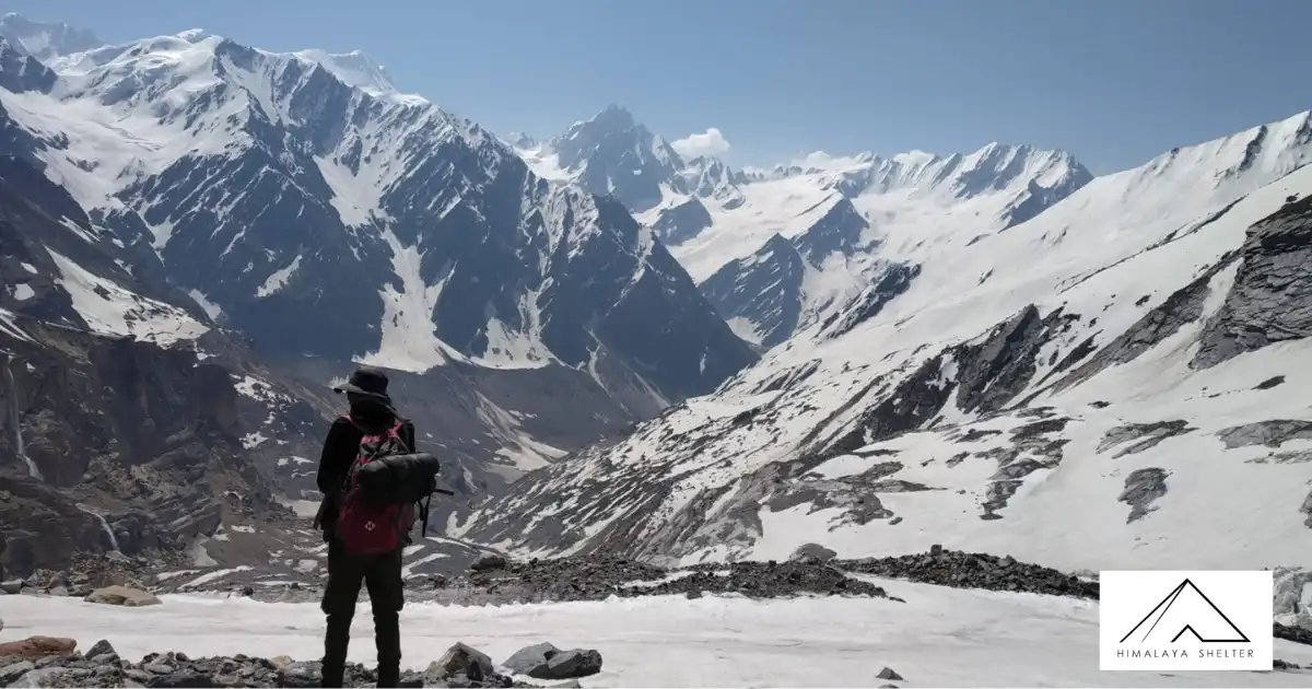 Trekker On Auden's Col Trek