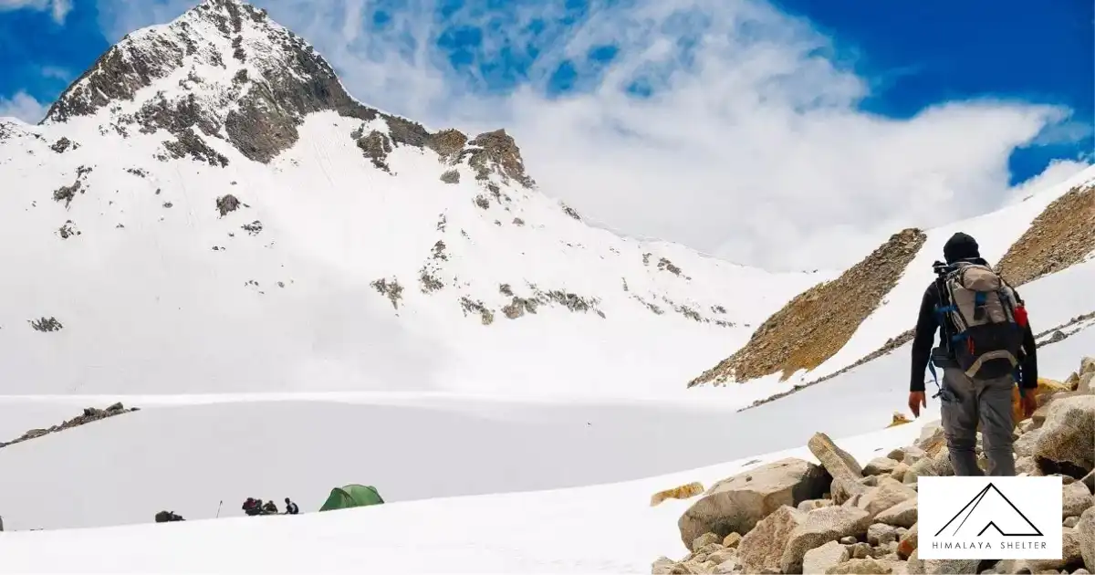 Trekker At Lamkhaga Pass
