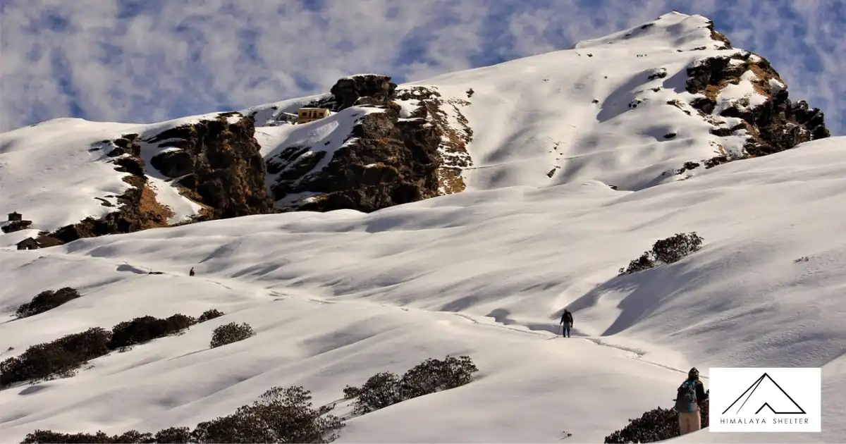 Trekkers Moving On The Snowy Trail
