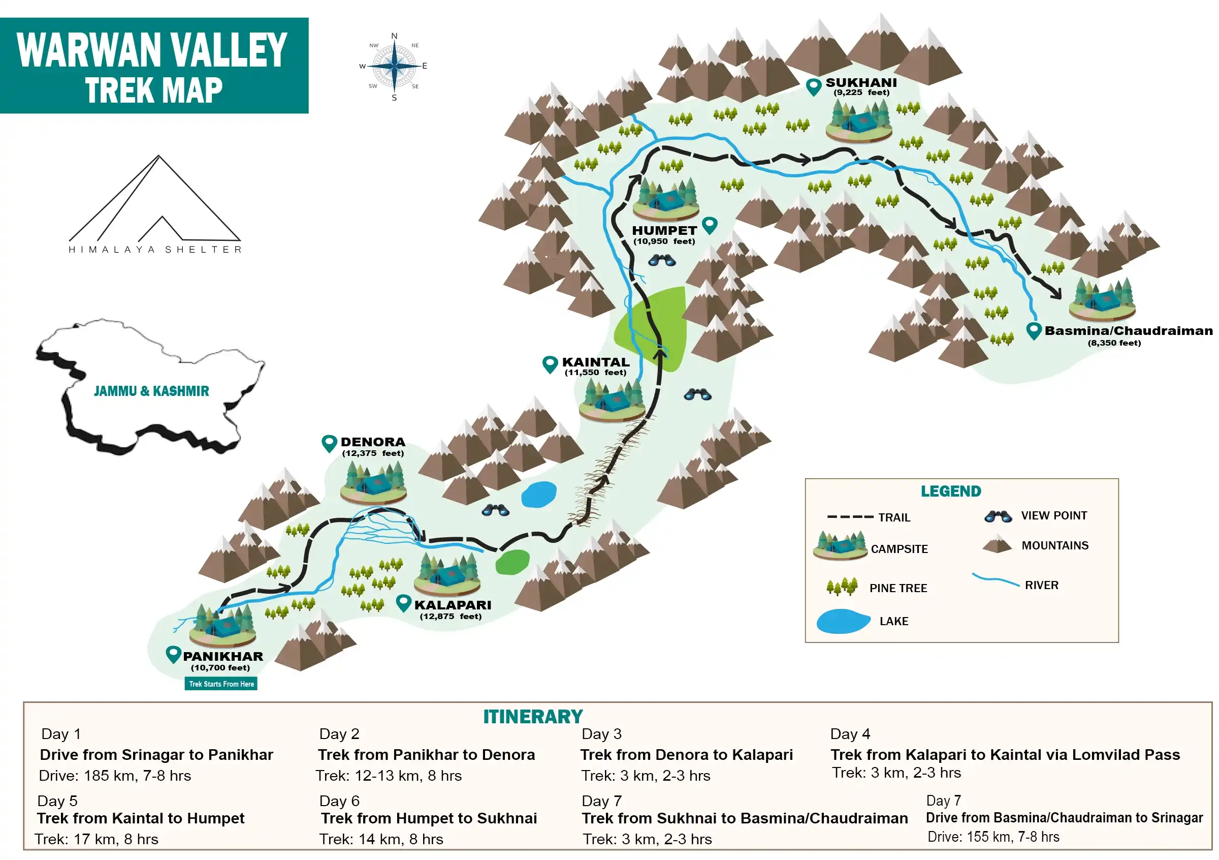 Warwan Valley Trek Map