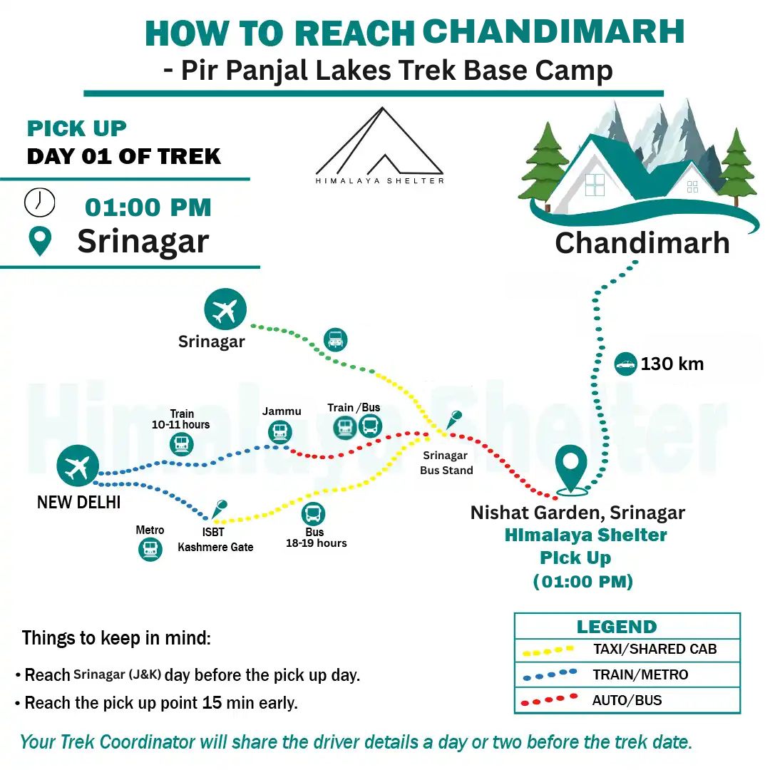 how to reach pir panjal lakes trek