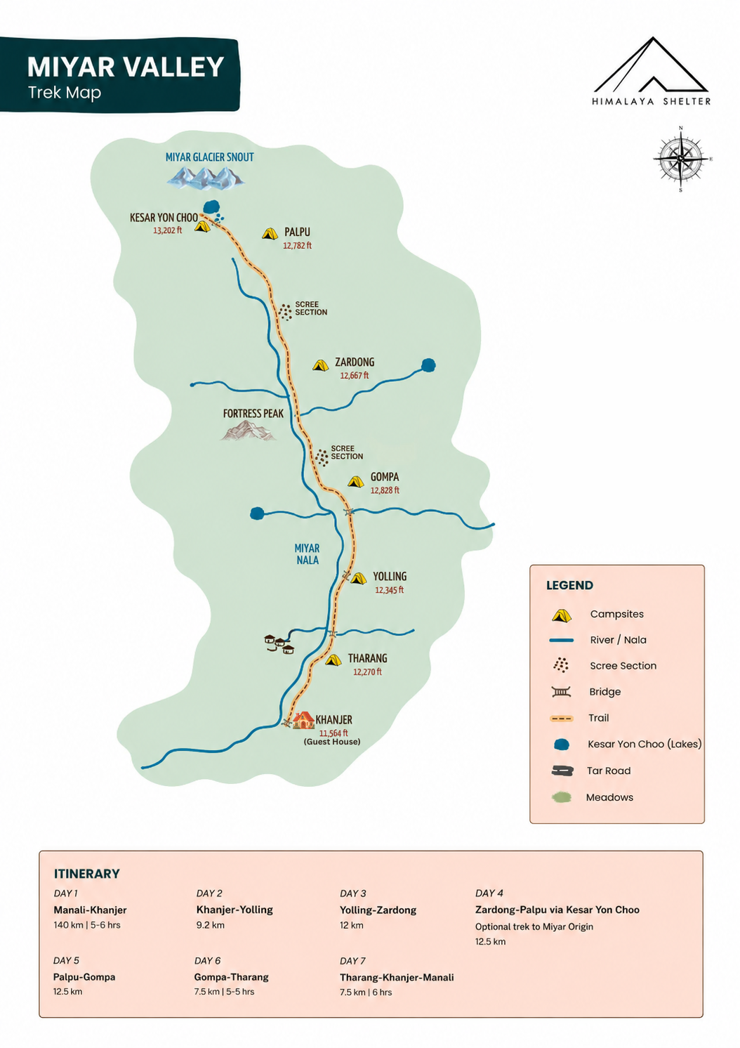 Miyar Valley Trek Route Map