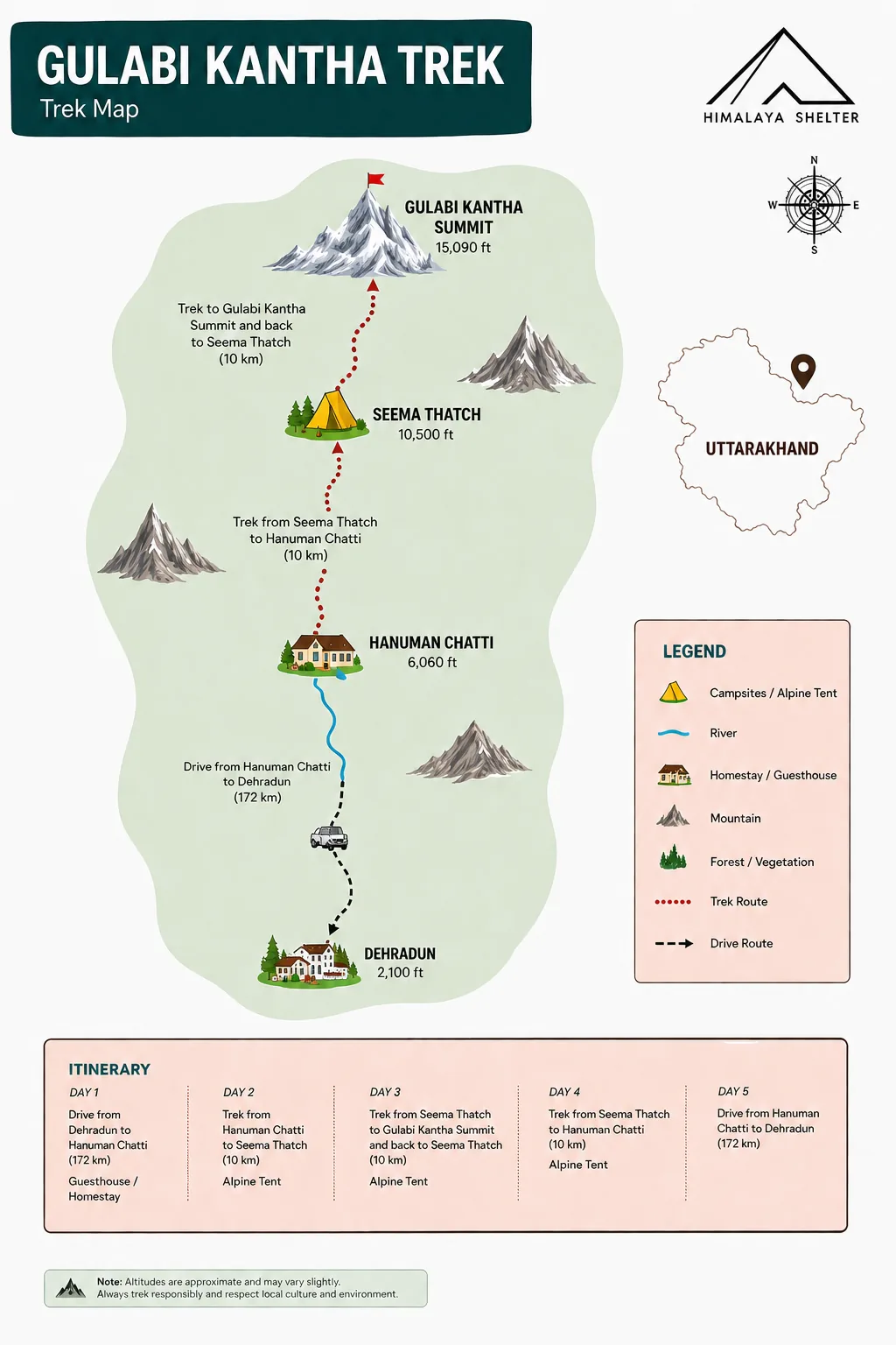 gulabi kantha trek route map
