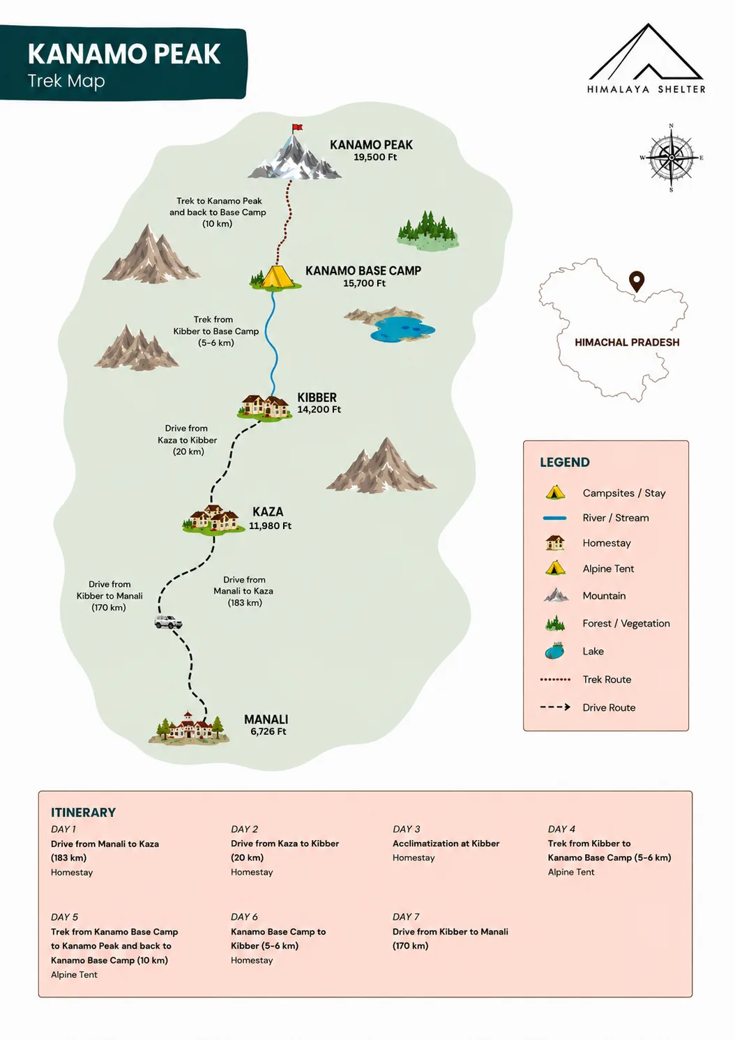 kanamo peak trek route map