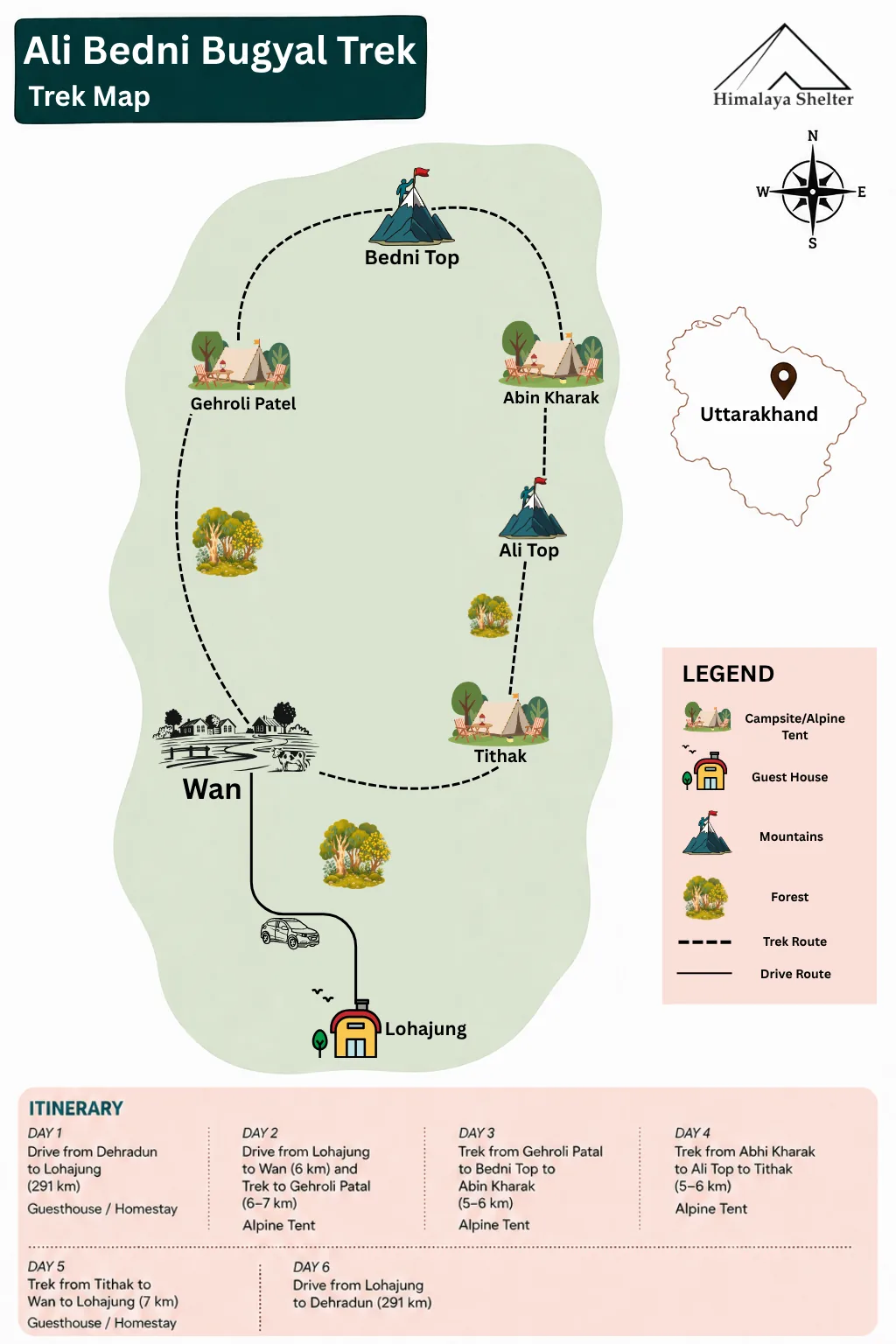 ali bedni trek route map
