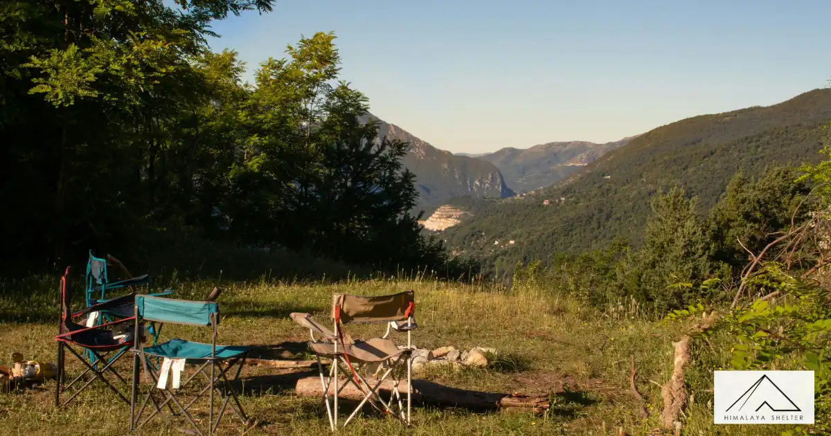 Camping Chairs Alongside Himalaya Shelter Campsite
