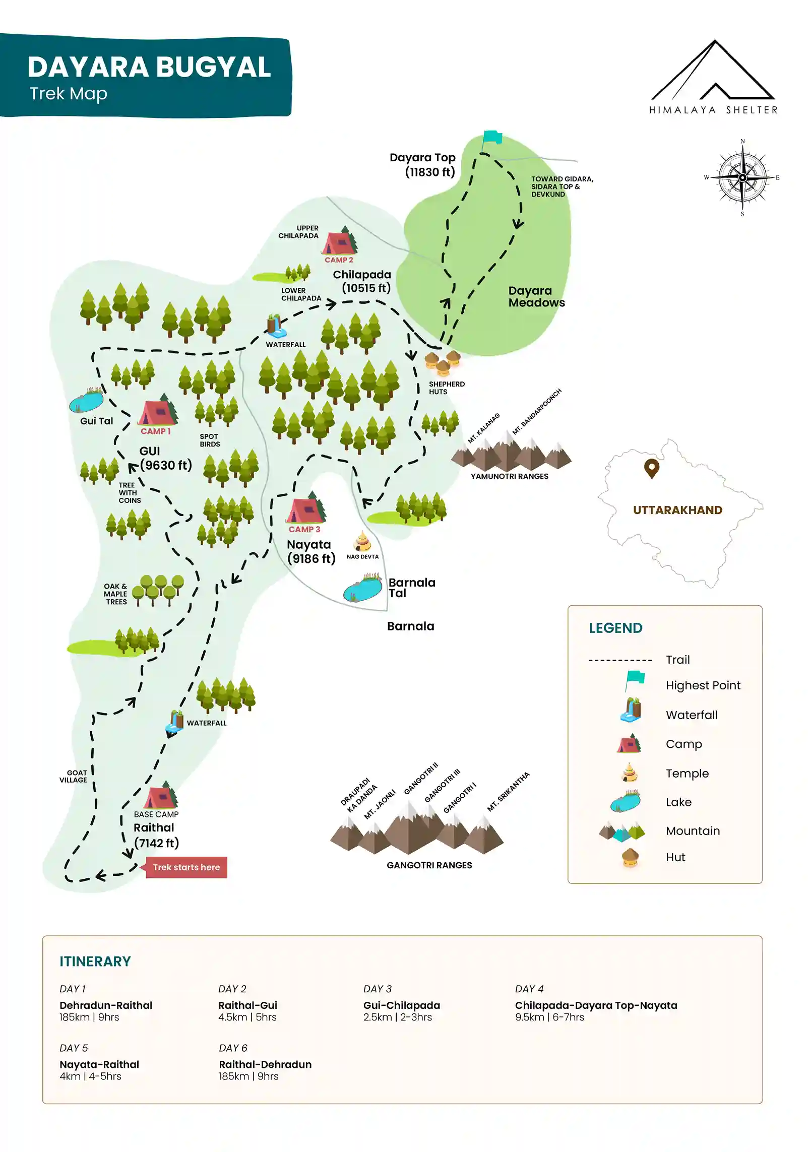 Dayara bugyal trek map