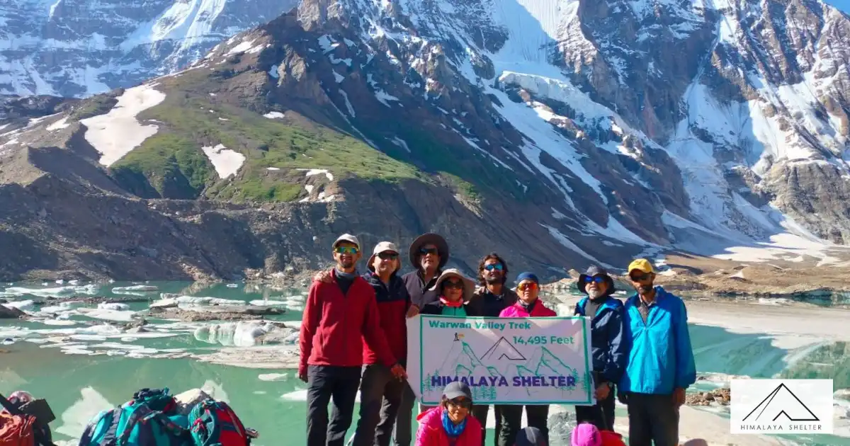 Group With Himalaya Shelter At Warwan Valley