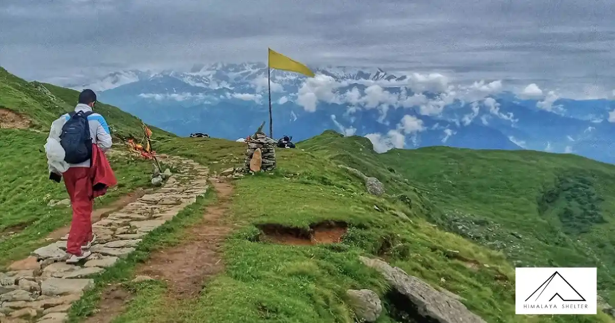 Trekker At Rudranath Temple Trail