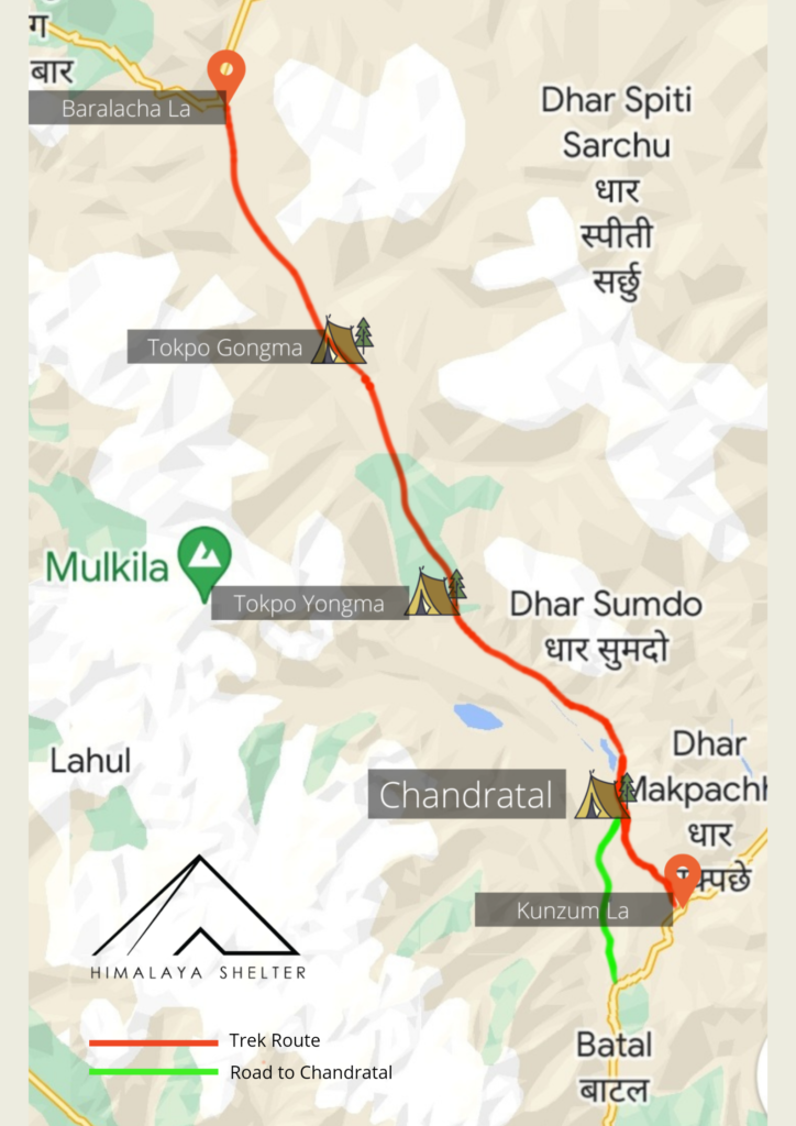 Chandratal Baralachala Trek Map