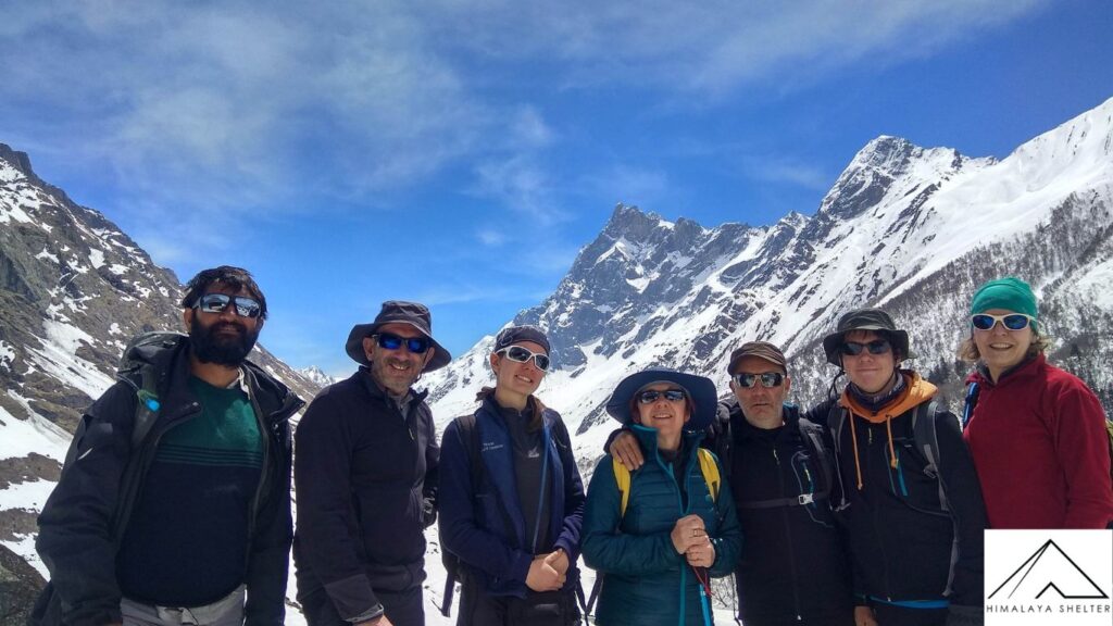 a group of trekkers in har ki dun trek