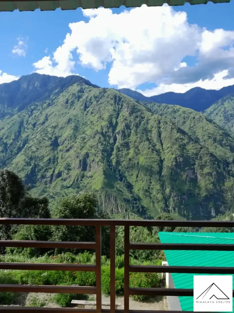 view of mukta top peak from the hotels in Sankri